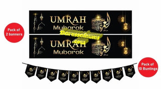 Umrah Mubarak Set Banner and Bunting decorative wall hanging