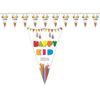 Flags - Happy Eid Triangle White (Pack of 10)
