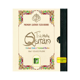 The Holy Quran Colour Coded Tajweed Rules Premium Leather Flexi-Bound  Ref 123-CC Flexi Cover (15 Lines)