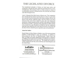 The Legislated Divorce By Shaykh Badee Ud-Deen as-Sindhee